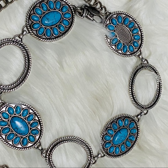 Turquoise and silver tone Chico’s belt - Picture 4 of 11